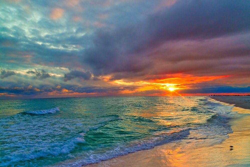 Amazon.com: Colorful Seascape-Swirling Multi Color Sunset Poster